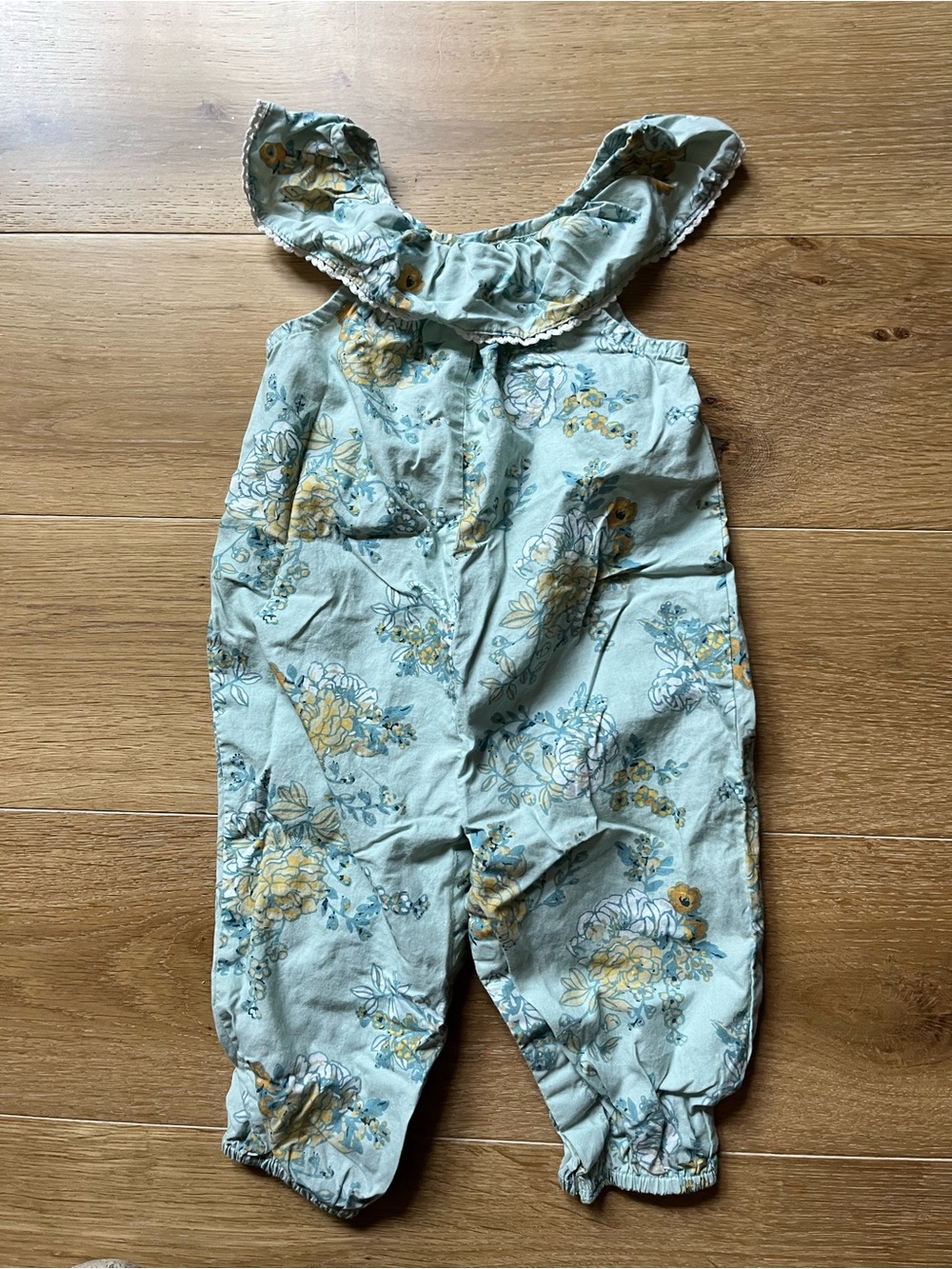 Floral Light Blue Ruffled-Strap One-Piece